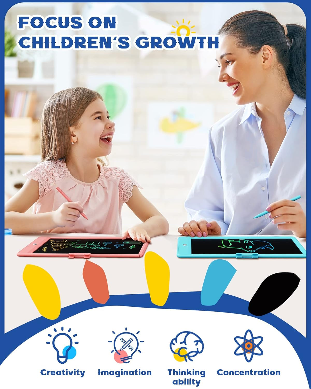 Interactive LCD Writing Tablet for Kids - 10-Inch Doodle Board, Perfect Educational Gift for Ages 3-8 (Blue)