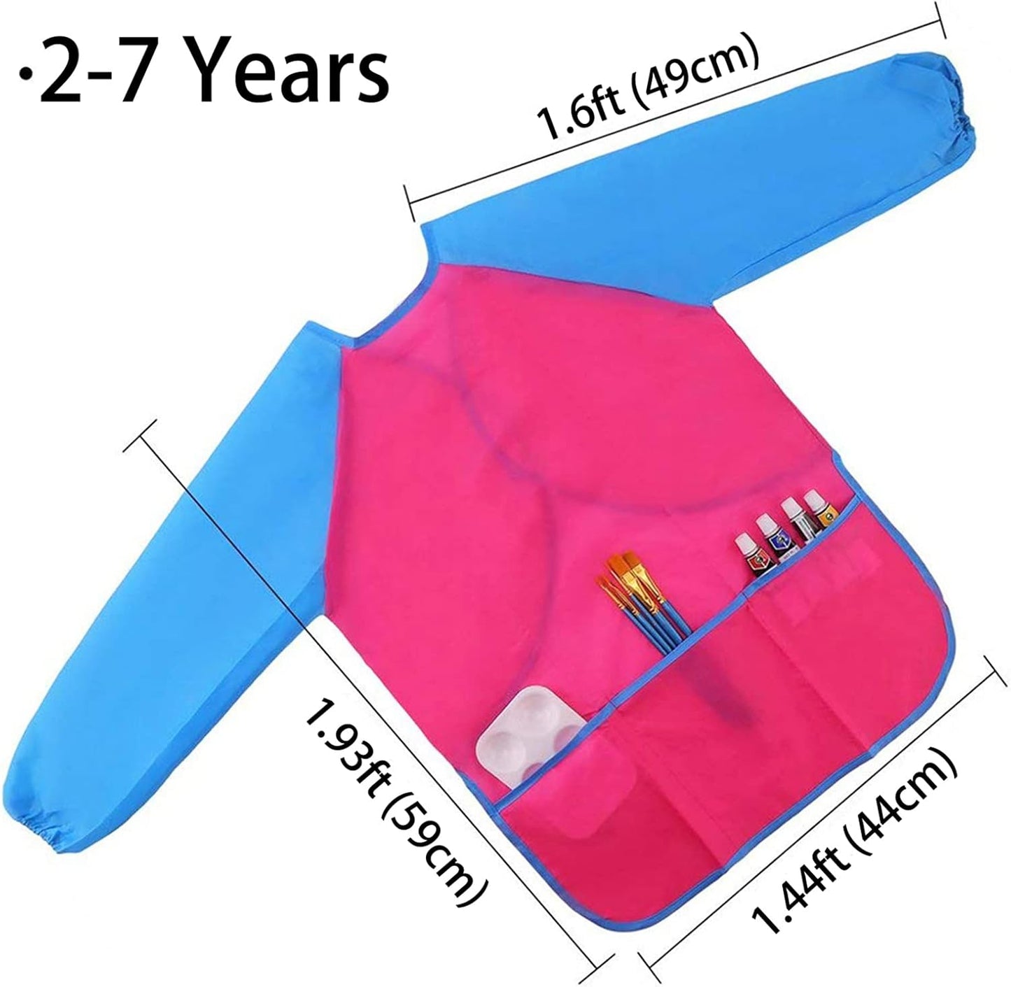 6Pcs Kids Art Smocks Toddler Smocks Waterproof Smock for Kids Painting Colorful Children Aprons Artist Painting Smock Long Sleeves with 3 Roomy Pockets for Children Painting Supplies, Age 3-7 Years