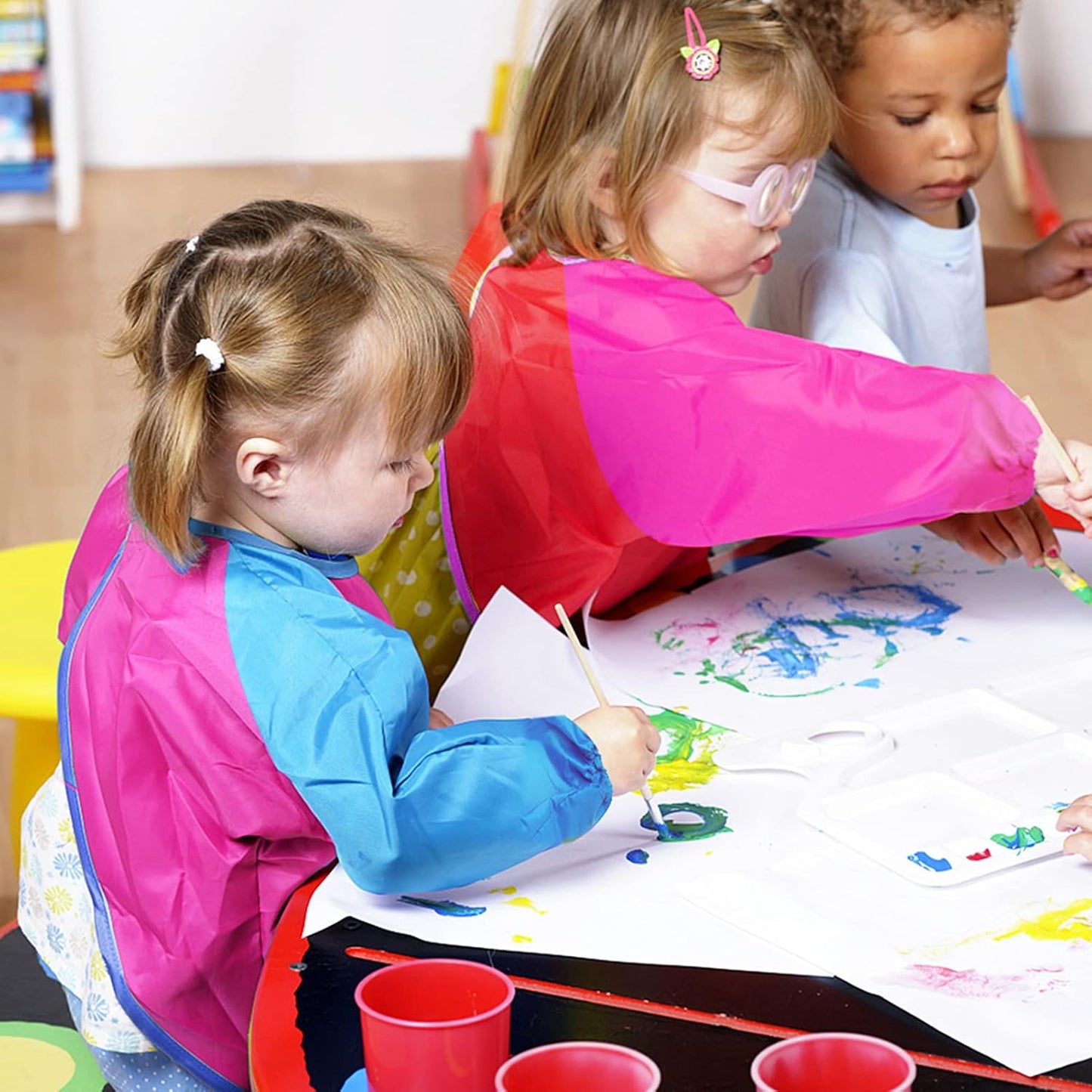 6Pcs Kids Art Smocks Toddler Smocks Waterproof Smock for Kids Painting Colorful Children Aprons Artist Painting Smock Long Sleeves with 3 Roomy Pockets for Children Painting Supplies, Age 3-7 Years