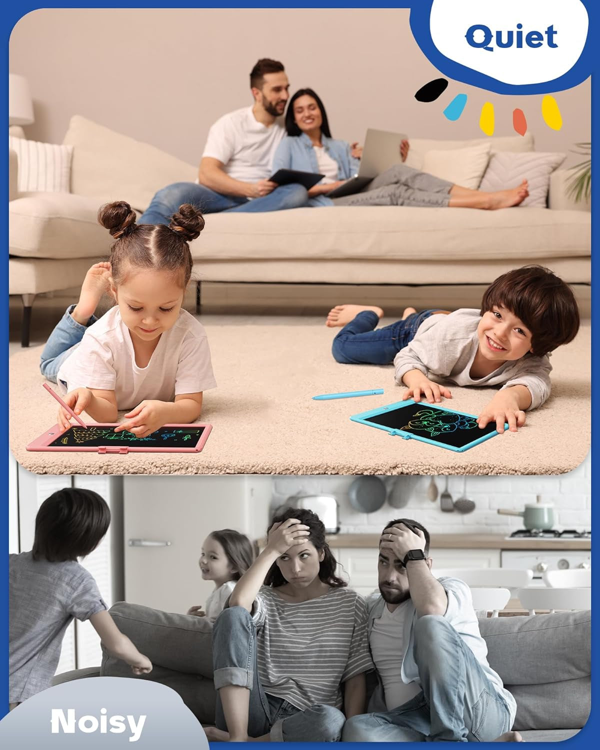 Interactive LCD Writing Tablet for Kids - 10-Inch Doodle Board, Perfect Educational Gift for Ages 3-8 (Blue)