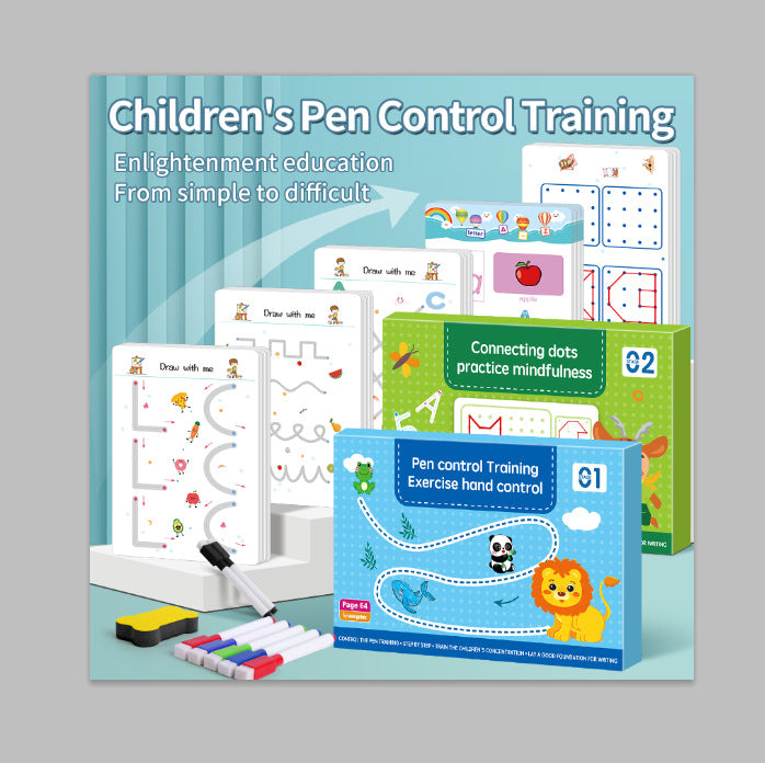 Cross-border Pen Control Training This Children's Introduction To Early Education Basic Calligraphy Kindergarten Erasable Paper Fun Baby Practice